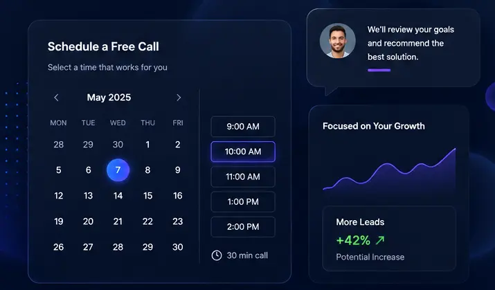 Schedule a free call interface preview
