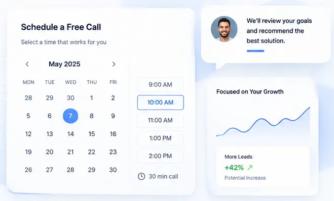 Schedule a free call interface preview