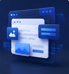 Website redesign service preview with modern interface