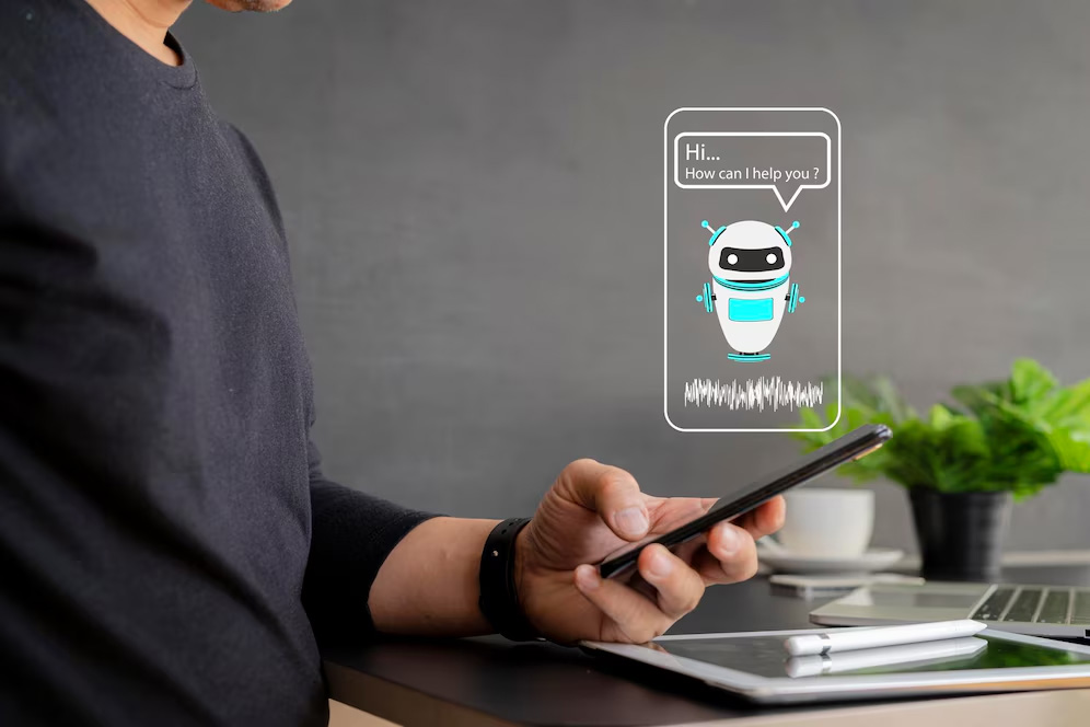 AI chatbot on phone helping customer